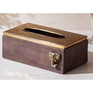 Porte-boîte à mouchoirs en bois de noyer Design floral moderne Distributeur de serviettes de bureau élégant pour la décoration de bureau à domicile - Product Image 6