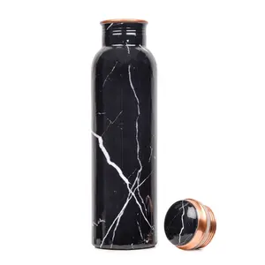 Black Enamel Print Shiny Polished <b>Copper</b> <b>Bottle</b> with Ring Hand Grip & Rope for Outdoor Use-Health Benefits Energy <b>Drink</b> Storage - Product Image 1