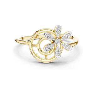 แหวนเพชรทรงดอกไม้ลายเกลียว 0.148 กะรัต สำหรับผู้หญิง ความใส VVS-VS EF ทอง 18KT, 14KT, 10KT และเงิน 925 สีโรสโกลด์ สีเหลือง - Product Image 1
