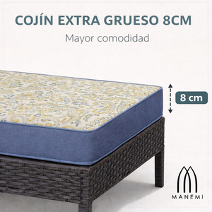 Coussins de chaise de jardin d'extérieur 120x55x8cm légèrement hydrofuges avec rembourrage en mousse et sangles de fixation, confortables pour une utilisation en extérieur - Product Image 3