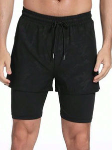 Pantalones Cortos Deportivos de Doble Capa para Hombre, Secado Rápido, Transpirables, Hasta la Rodilla, Personalización Completa, 100% Poliéster, con Cordón - Product Image 4