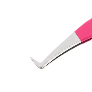 Pince à épiler d'extension de cils de qualité professionnelle pince à épiler d'isolation en forme de J en acier inoxydable meilleure poignée de cils points pointus à 45 degrés - Product Image 6