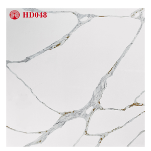 Quartz HIC de qualité supérieure Arno Calacatta Design moderne Style touche d'or fond blanc veines grisâtres grande pierre artificielle - Product Image 2