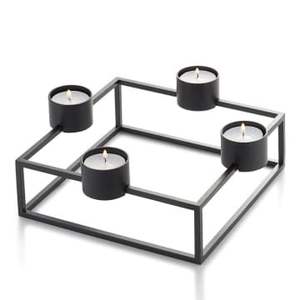 Customized <b>Black</b> Square Shape 4 <b>Tea</b> <b>Light</b> Stand Table Top Reusable Metal Candle <b>Holder</b> Spray Elegant Dinner Decorative Accessory - Product Image 3