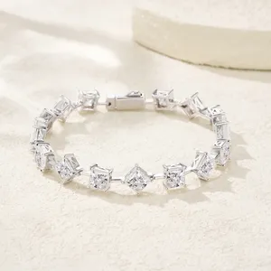 Pulsera de Tenis de Moissanita de Plata 925 Premium con Corte Princesa, Color D, VVS, Joyería Elegante de Lujo - Product Image 4