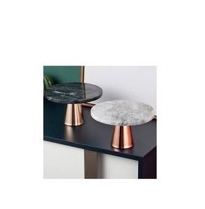 Wholesale <b>Marble</b> <b>Cake</b> Holder Brass Base Wedding Golden Metal Base White <b>Marble</b> Top <b>Cake</b> <b>Stand</b> Tray for Hot Piece - Product Image 1