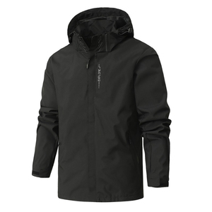 Vêtement de sport décontracté pour homme en gros, veste coupe-vent bomber, bouton recouvert, col rond, doublure en polaire, broderie - Product Image 2