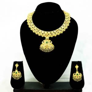 Ensemble de colliers en or rempli 14K, 18K, 24K en gros, ensemble de bijoux en or à motif floral, ensemble de bijoux fantaisie en laiton plaqué or. - Product Image 2