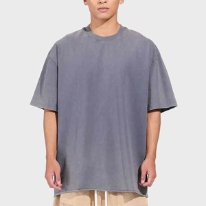 100% coton T-shirt pour hommes impression personnalisée col épais poids lourd plaine surdimensionné col montant T-shirt surdimensionné pour hommes - Product Image 2