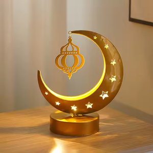 Ramadan Eid Islamic Modern Night <b>Lamp</b> Moon <b>Star</b> Lantern Iron Crafts Handmade Table <b>Lamp</b> for Muslim Home Decor - Product Image 1