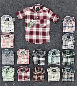 Chemise rayée Oxford teinte en fil décontracté de haute qualité pour garçons manches longues avec broderie côté Gazette poche unique - Product Image 1