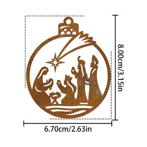 مشهد المهد الحديدي وزخارف شجرة الكريسماس ، قطع بالليزر على الطراز الريفي العتيق ، حفلات الأعياد ، ديكور المنزل - Product Image 6