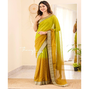 Nouveau lancement indien pakistanais filles exclusives auto-conçu mercerisé ombré Georgette soie Blouse Jequard Zari dentelle faite - Product Image 1