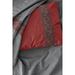 Ensemble de housse de couette double en coton Cotton Box Folk Ark, motif uni, couleur bordeaux Felina, pour usage domestique - Product Image 2