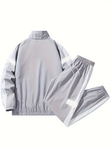 Conjunto de chaqueta y pantalones con cremallera a prueba de viento sólido estampado unisex con etiqueta reflectante conjunto de chándal de primavera y otoño - Product Image 6