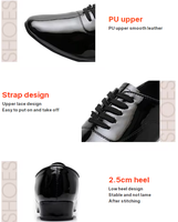 Chaussures de danse jazz professionnelles pour hommes en PU noir, semelle TPR pliable, talon bas, doublure en coton pour Tango/Salsa/Latin Bold Smart