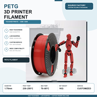 Filament PETG 3D 1,75 mm de qualité supérieure pour une impression stable à haute vitesse, couleurs personnalisées et marque privée