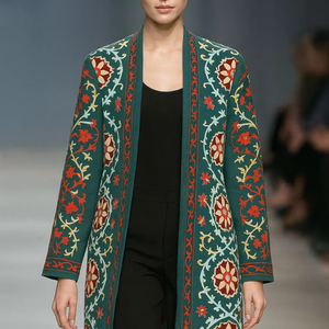 Veste d'hiver pour femme en coton 100% écologique, broderie Suzani faite à la main de qualité, matelassée Kantha, taille unique - Product Image 1