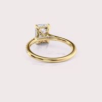 Bague de fiançailles en diamant de laboratoire taille radiant certifié IGI, avec halo caché et pavé, en or blanc/rose/jaune 18 carats plaqué rhodium