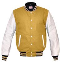 Erkekler Napolyon Toptan Varsity Letterman Beyzbol Mavi Yamalı Yün Düğmeli Hakiki Altın Deri Kollu Ceket