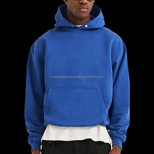 Sudadera con Capucha Corta de Algodón French Terry de Alta Calidad para Hombre, Estilo Urbano Oversize, Estampado Puff de Gran Gramaje, Sudadera con Botones Personalizada - Product Image 6