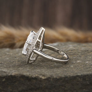 Lab Grown Pear Cut Diamond Engagement Ring 18K <b>Solid</b> Gold Luxurious Double Halo IGI Certificate Trendy Women's Diamond Ring - Product Image 1