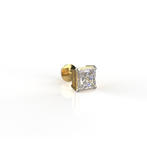 Avarta 18K Gold 1 Carat Moissanite Princess Cut <b>Stud</b> <b>Earrings</b> Single PC-<b>Fine</b> Jewellery - Product Image 1