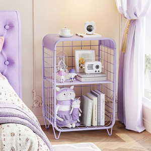 Table de chevet vintage en métal à 3 niveaux, jolie table de chevet avec rangement pour chambre à coucher, salon, dortoir, violet - Product Image 2