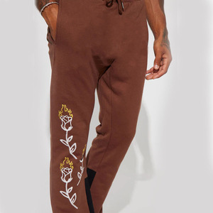 Hot Selling Men's <b>Autumn</b> Sweatpants Custom Logo Embroidered Midweight Vintage Washed Polyester/Cotton Oxford <b>Fabric</b> Breathable - Product Image 5