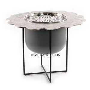 Merveilleux Designer Meilleure Qualité Métal Forme Ronde Dallah Chauffage Avec Support De Couleur Noire Thé Et Cafetière Chauffage Fournitures - Product Image 3