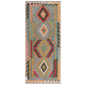 Alfombra Kilim de Maimana, Afganistán, 199 x 88 cm, Alfombras y Juegos de Alfombras - Product Image 1