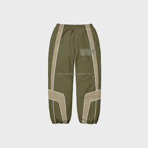 Logotipo personalizado de punto de lona de poliéster Color Block chaqueta pantalón traje 2 piezas conjunto de hombres deportes cortavientos pantalones lavados - Product Image 3