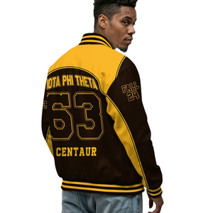Iota Phi Theta 1963 Fraternity Letterman <b>Jacket</b> Greek <b>Life</b> Varsity Brown Gold Apparel Premium Collegiate Outerwear - Product Image 5