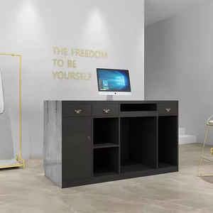 Mostrador de Recepción Moderno y Duradero de Madera Blanca con Diseño Nuevo para Cafetería, Hotel, Oficina, Salón, Supermercado, con Panel Trasero - Product Image 6