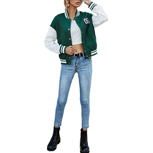 Venta al por mayor en blanco bombardero chaqueta universitaria hombres Letterman logotipo personalizado Pu mangas Varsity chaqueta hombres Stand lana moda - Product Image 2