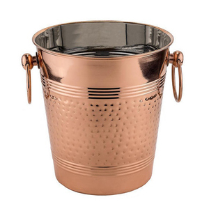 Luxury Stainless Steel Copper Hammer Wine <b>Cooler</b> Beer Bucket With Handles for Home or Bar Party Occasions-Gold <b>Ice</b> Bucket - Product Image 1