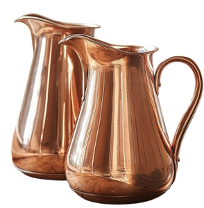 Elegant Engraved Copper <b>Jug</b> with Brass Handle Premium <b>Water</b> Pitcher for Dining Home Decor Kitchenware Restaurant - Product Image 1