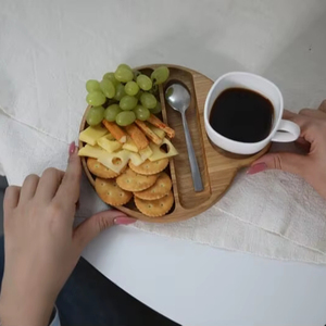 จานกลมทำด้วยมือสำหรับร้านอาหารจานไม้อาคาเซียทรงกลมเป็นมิตรกับสิ่งแวดล้อมอาหารขนมขบเคี้ยวคานาเป้ทำจากไม้จากฮัมายุนงานฝีมือระดับโลก - Product Image 1