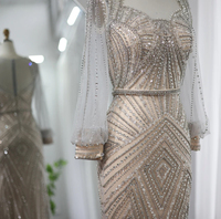 Robes de soirée de luxe en cristal et strass, brodées de perles, à taille empire, ornées de fleurs, coupe trapèze, longueur ras du sol, écologiques