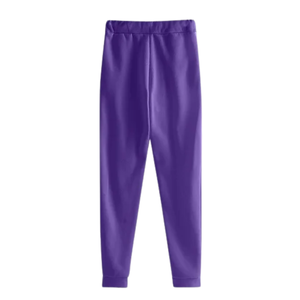 Ensemble décontracté deux pièces pour femme : sweat à capuche violet et jogging assorti, streetwear doux et confortable en mélange de coton, tenue d'hiver - Product Image 4
