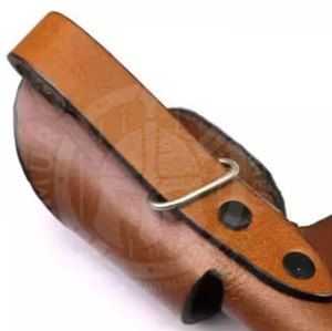 Cuchillo plegable de caza para acampar al aire libre, hoja de Damasco, borde dentado, mango de madera rosa, Funda de cuero personalizable OEM - Product Image 3