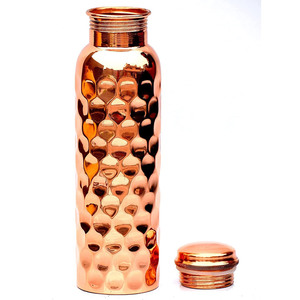 New Arrival 100% Pure Shiny Copper <b>Water</b> <b>Bottle</b> 4 Drinking Purpose Latest Yoga & Gym Hammered Design Copper <b>Bottle</b> Best Quality - Product Image 1