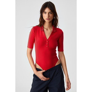 GRIMELANGE Lokkiser Women's Buttoned Wide <b>Collar</b> Neck <b>Short</b> <b>Sleeve</b> <b>Blouse</b> - Product Image 4
