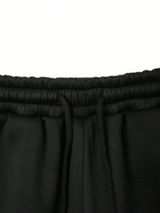 Ensemble sweat-shirt et pantalon de survêtement évasé à double taille pour homme, prix bas, avec logo, design empilé, pour l'hiver - Product Image 5