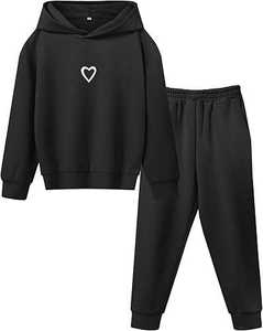 Chándal sólido informal de invierno personalizado para niños sudaderas con capucha de poliéster y algodón para niños y niñas - Product Image 1