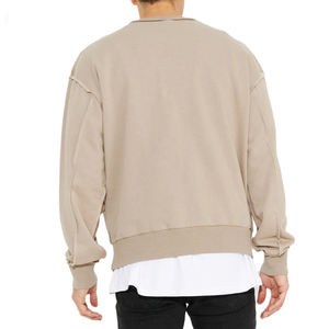 Sweat-shirt à capuche pour homme en coton biologique, coupe décontractée, col rond, impression personnalisée, broderie en relief, motif uni, automne, vente en gros - Product Image 3