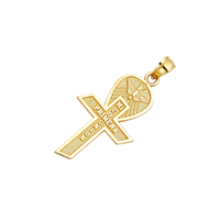 Nouvelle mode - Pendentif croix plaqué or jaune 14 carats - Accessoire religieux pour enfants - Mi Primera Communion espagnole - Accessoire spirituel pour enfants