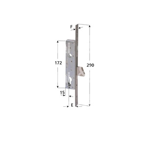 CERRADURA para montantes, cerrojo basculante, frontal. Acero inoxidable, cilindro formado no incluido. - Product Image 1
