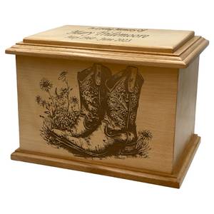 Urna Funeraria de Madera con Forma de Bota de Vaquero, Tamaño Adulto, Personalizada con Grabado, Artículos Funerarios de Madera - Product Image 5