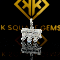 Pendentif Hip Hop personnalisé pour enfants et hommes, design 777, en moissanite, bijoux glacés, argent sterling plaqué rhodium, sertissage griffe VVS